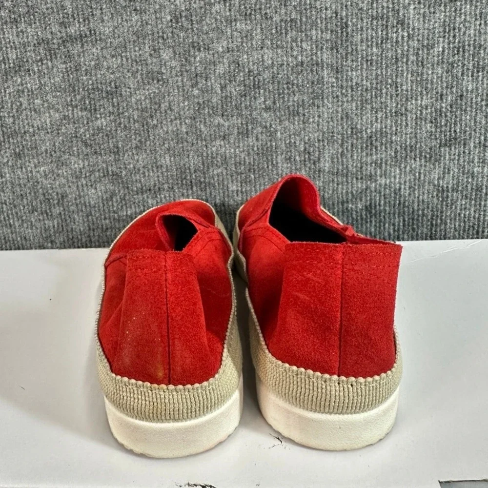 Verbenas Red Suede Slip On Espadrille Flats Shoes Made in Spain Womens 37